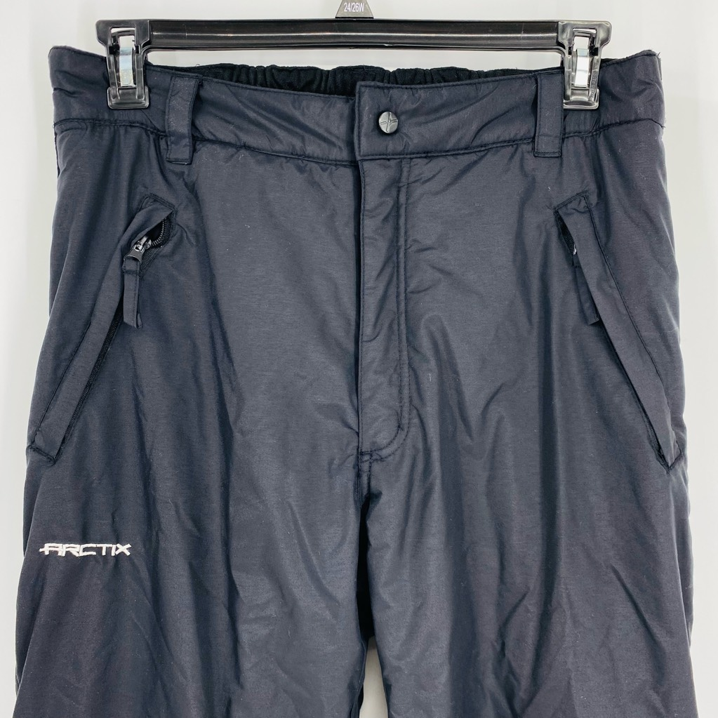 Arctix Mens Snow Ski Pants Black Ankle Zip Pockets Nylon Shell