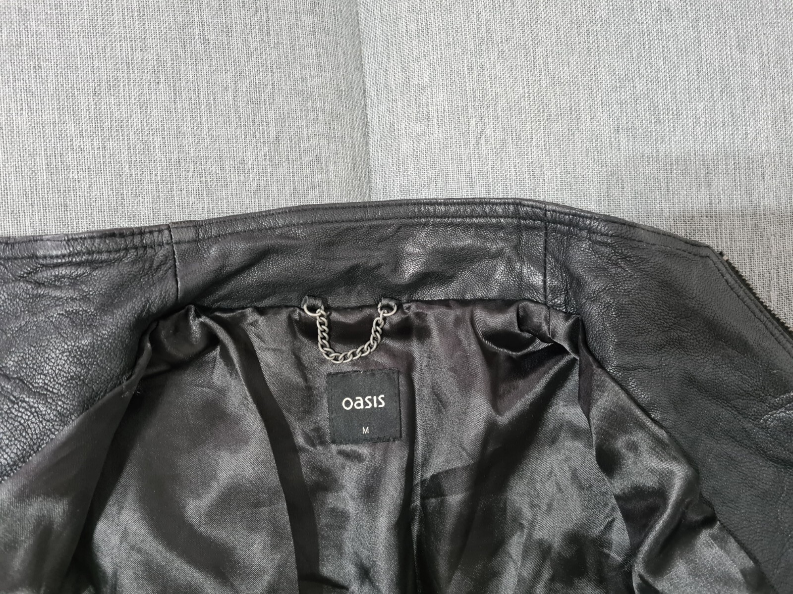 Oasis Women Real Leather Collared Fitted Biker Jacket Blazer Coat Size M RRP£160 image 6