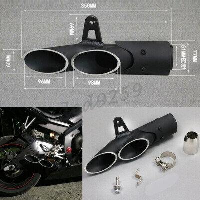 Stage 6 Auspuff Motorrad Auspuff Twin Schalldämpfer Edelstahl Schwarz Universal Mit DB-Killer EB Standheizung Schalldämpfer