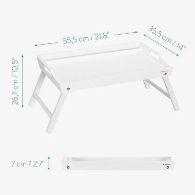 Tavolino Pieghevole Bambù Vassoio Da Letto In Bambù Con Gambe Pieghevoli - Tavolino Per Colazione, Laptop, Snack Accessorio Camera Da Letto - Foto 2