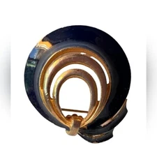 NWOT VINTAGE GOLD TONE BLUE ENAMEL SHELL BROOCH