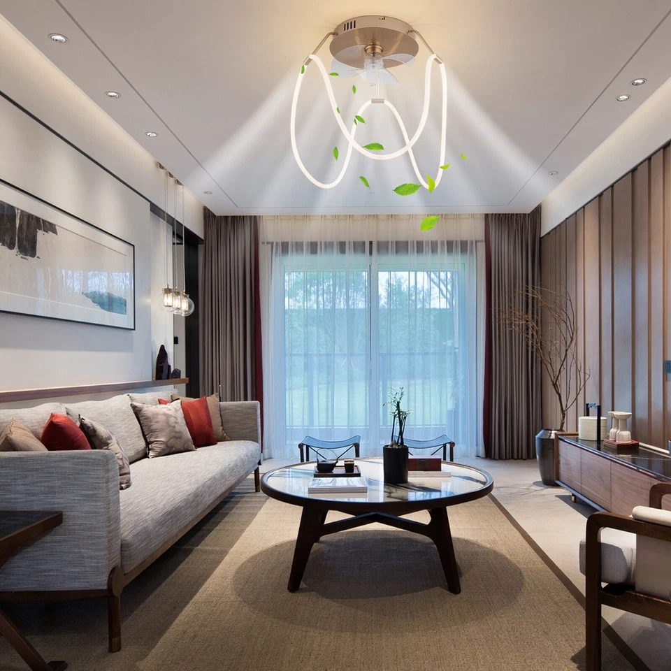 14in LED Ceiling Fan Flush Mount Enclosed Ceiling Fan w/ Light & Remote Control - Image 2 of 4