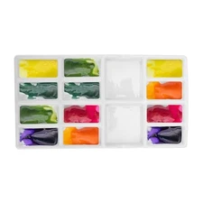 14-Well White Ceramic Paint Palettes Tray 7.6" x 4.1", Square Porcelain Large 