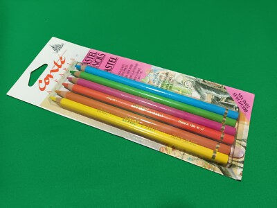New Sealed Conte Pastel Pencils Bright Hues Set of 6 Made in France Extra Thick