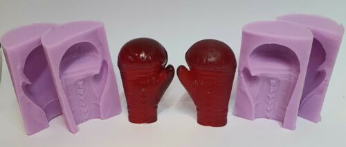PAIR OF 3D 4cm BOXING GLOVES SILICONE MOULDS FOR CAKE TOPPERS, RESIN, CLAY WAX - Zdjęcie 1 z 2