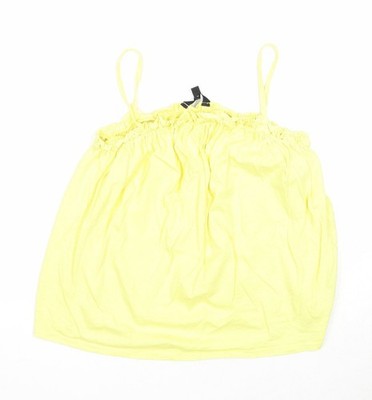 New Look Damen Gelb Baumwolle Basic Tank Größe 14 Quadratischer Ausschnitt