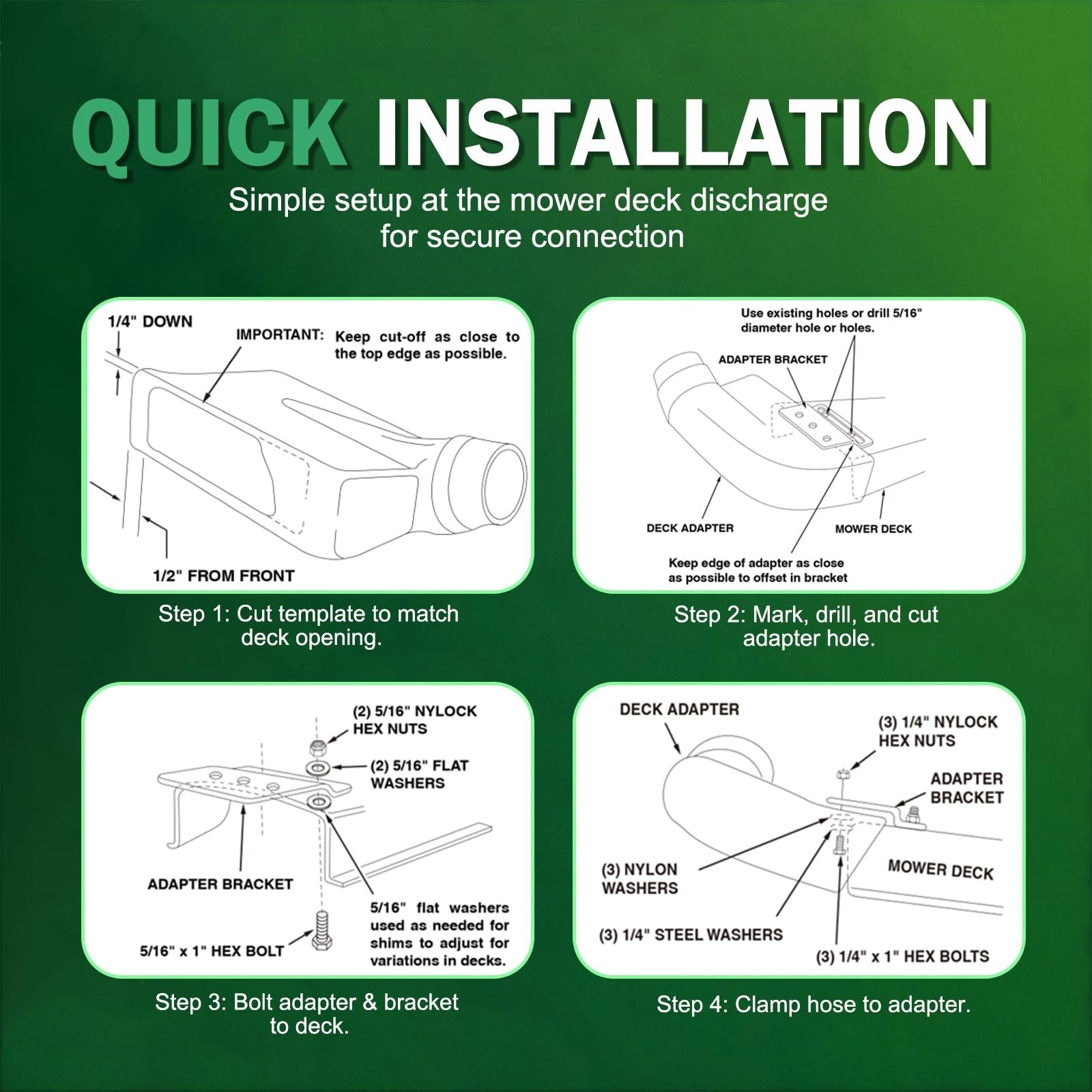 69861 Lawn Mower Vacuum Deck Boot Chute Adapter for Agri-Fab Mow-N-Vac 6-1187