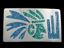 SA03163 VINTAGE 1970s  WARRIOR  SOUTHWESTERN DESIGN BELT BUCKLE