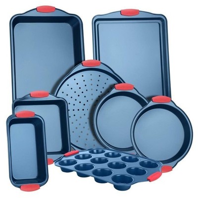 NutriChef 8Pcs Carbon Steel Rectangle/Round/Square Baking Pans Nonstick Coating