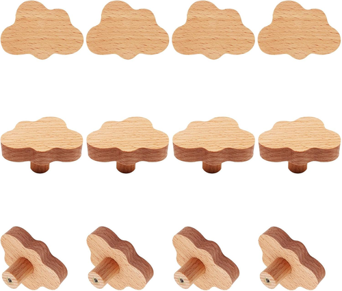 12Pcs Wooden Cabinet Knobs, Cloud Shape Drawer Pulls Nursery Dresser Knobs Woodl - Picture 11 of 12