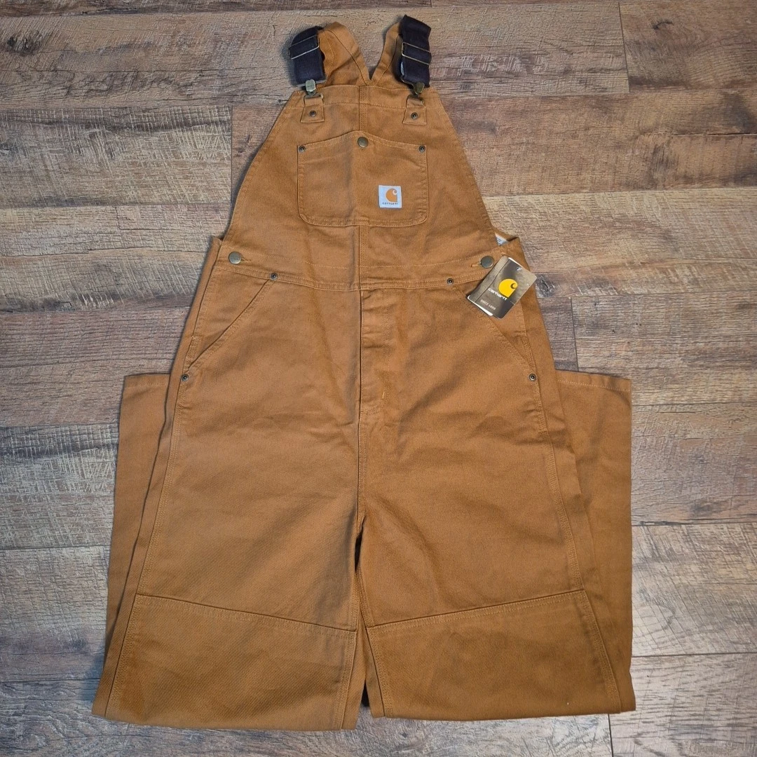 Carhartt Boys Duck Bib Overalls Flex Size 16 Brown New With Tags Workwear