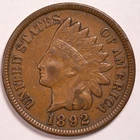 1892 Indian Head Penny Cent Extremely Fine (XF)
