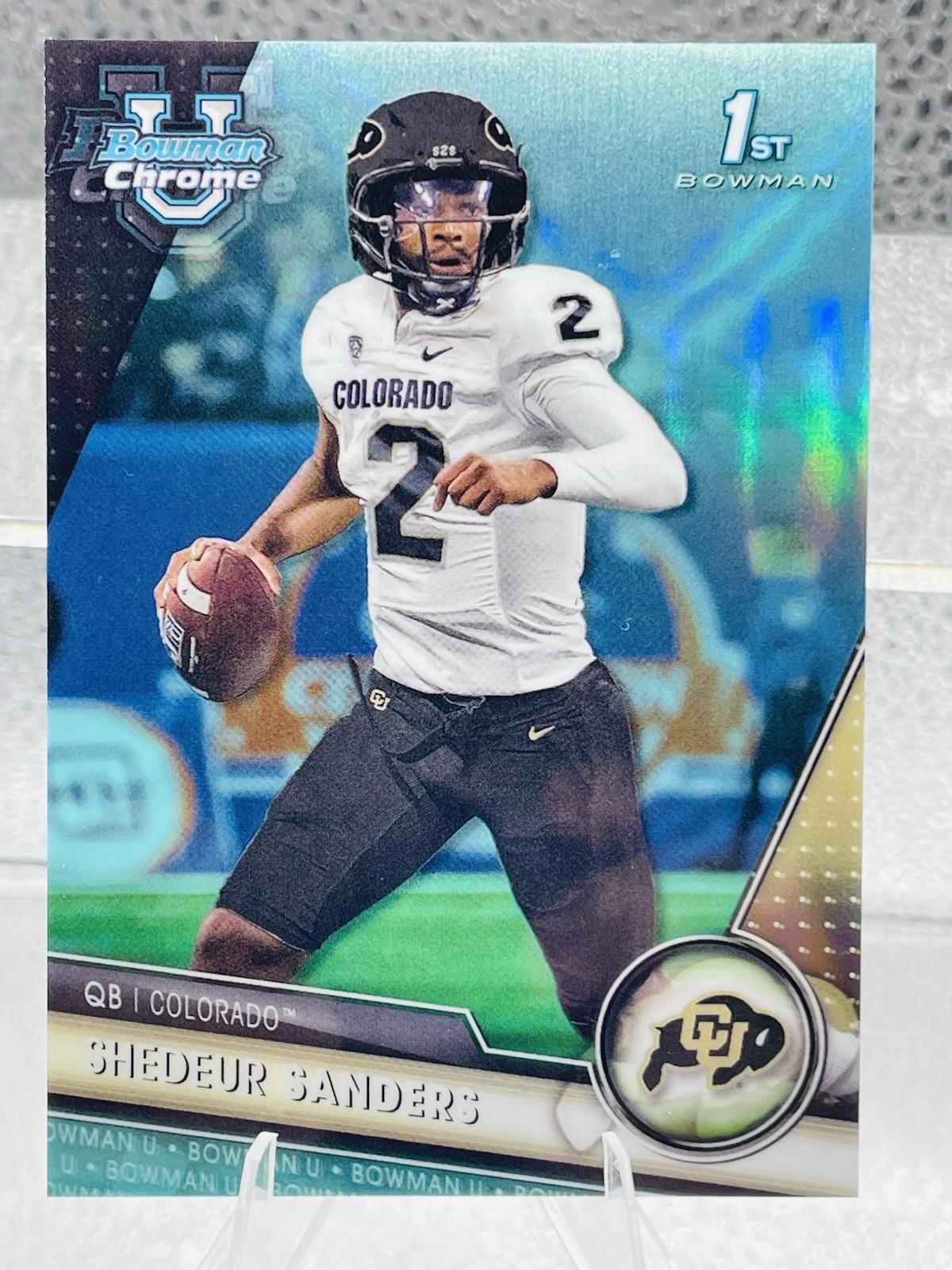 🔥 Shedeur Sanders 1st Bowman Chrome U Aqua /299 Refractor 2023 Browns #16 🔥🏈