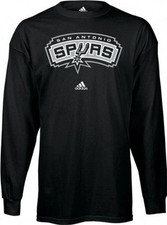 Men's San Antonio Spurs Black Long Sleeve Primary Logo T-Shirt (S)