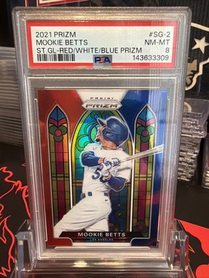 tamimoon UVプリントスクリーン【サイン入り】 2021 Panini Prizm Stained Glass Mookie Betts #SG-2 Red White