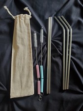 5 Pc Stainless Steel Straw Set Reusable