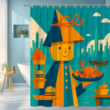 Colorful Cartoon Shower Curtain - Fun Design for Kids Bathroom