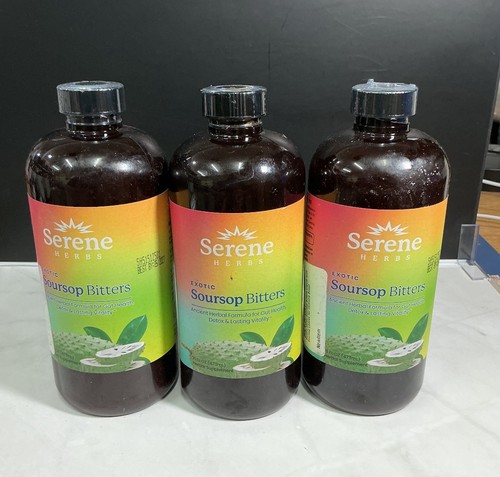 3 X Serene Herbs Exotic Soursop Bitters 16oz Acetogenins w/Antioxidant ...
