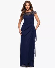 XSCAPE Women's Boat-Neck beaded Long Sheath Dress Size 12