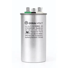 Capacitor 55/5 uF 55+5 MFD 370V or 440V Dual Run Start Round A/C Capacitor CBB65