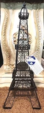 EPIC Eiffel Tower Wine Cork Cage 25 inches Tall-Black Metal Tags Attached NIB