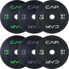 CAP 2-Inch Olympic Bumper Plate Weight Set  100-370 Lbs  Multiple Colors  Sto
