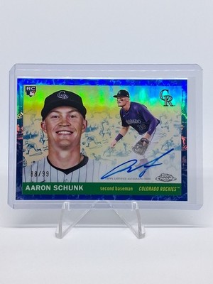2026 Topps Chrome Baseball Platinum Aaron Schunk RC Blue Prism Refractor /99