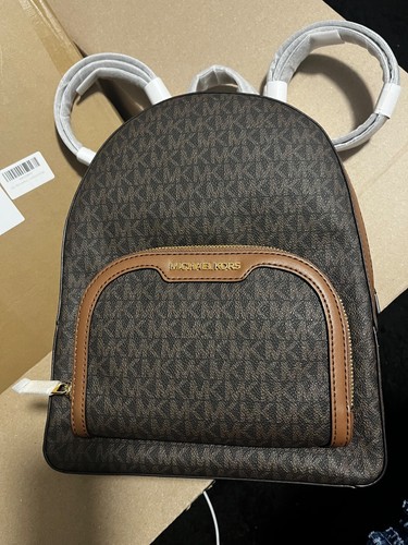 BROWN MICHAEL KORS JAYCEE  MEDIUM LOGO ZIP POCKET BACKPACK