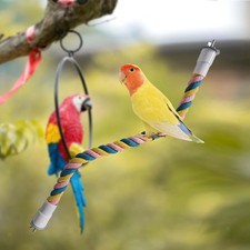 Climbing Ropes Bungee Bird Toys Parrot Rope Perch for Parakeet Macaw Canary Pink