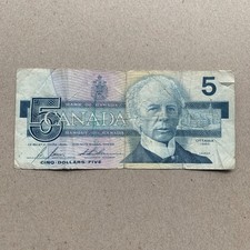 🇨🇦 1986 Canada $5 Dollar Bill Banknote Canadian 5 Dollars Currency Paper Money