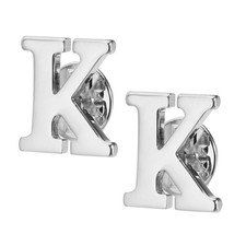 2Pcs Letter K Silver Letter Lapel Pins Initial Alphabet Collar Pins