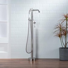 NEW WOODBRIDGE F0047BN Floor Mount Freestanding Tub Filler Faucet w/ Hand shower