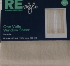 Sheer Tan Voile Window Panel 63" Curtain