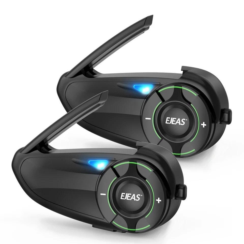 EJEAS Q8 Motorcycle Bluetooth 5.1 Intercom 6 Rider 1000m Mesh Talk Headset 2PC - Image 2 of 4