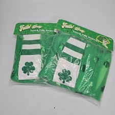 Lot 2 Adults' St. Patrick's Day Tutu Tube Sock Set, One Size - Shamrock Print