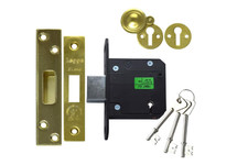 legge 5761 5 Lever deadlock polished Brass 76 mm back set 58 mm Case size 81 mm