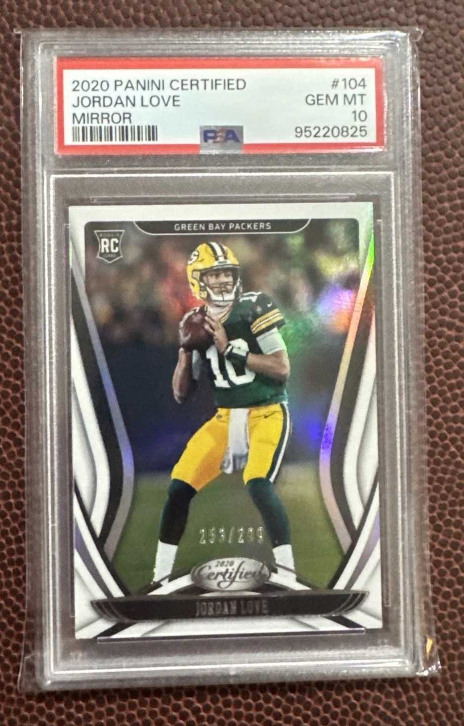 2020 Panini Certified Jordan Love Rookie PSA 10 RC Mirror SP /299 No. 104