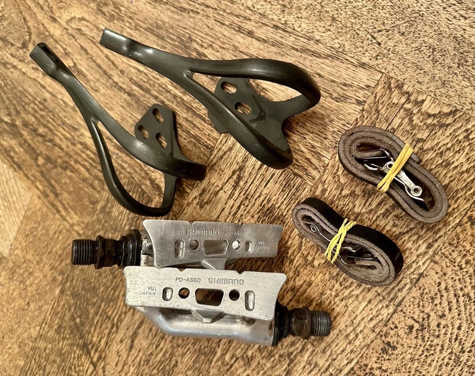 Pedali Bici Corsa Vintage Shimano PD-A550 per Eroica - Immagine 2 di 4