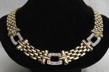EXCEPTIONAL 14K GOLD  3 DIAMOND LINKS 15" NECKLACE