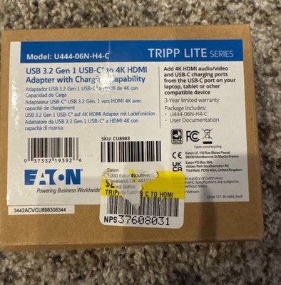 Tripp Lite U444-06N-H4-C  USB Type C to HDMI External Video Adapter New