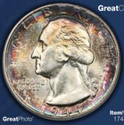 1944-D Washington Quarter ANACS MS64 Rainbow Toned 🌈 DDO Die 8 Discovery Piece