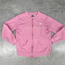 Vintage 1990s Nike Embroidered Swoosh Pink Zip Up Sweater Women's Small Rare