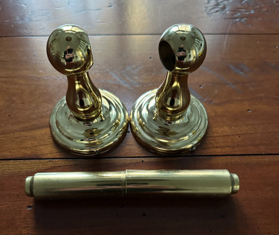 Vintage Franklin Brass Co. Solid Brass Toilet Paper Holder Set of 2 + Spindle