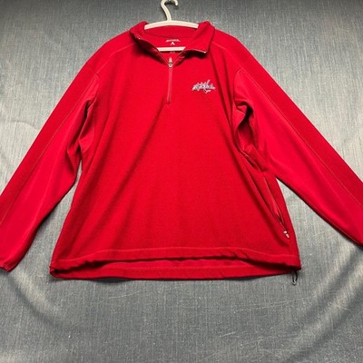 Antigua Men's Jacket Size XL Red 1/4 Zip Pullover Washington Capitals NHL Fleece