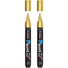 Overseas Gold Paint Pens Markers - Permanent 1 Count Pack of 2 ,