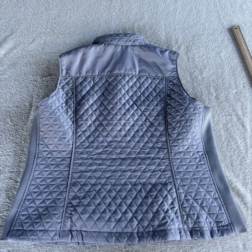 W Lane Puffer Vest Sz 14 Grey Full Zip Ribbed Side Panels Pockets Quilted Padded - Picture 5 of 12