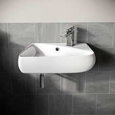 455 mm Rounded Rectangle Wall Hung Basin Cloakroom Bathroom Wash Sink | Tulla