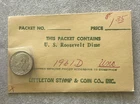 1961 D Roosevelt Dime - Silver - Vintage Littleton Envelope L2