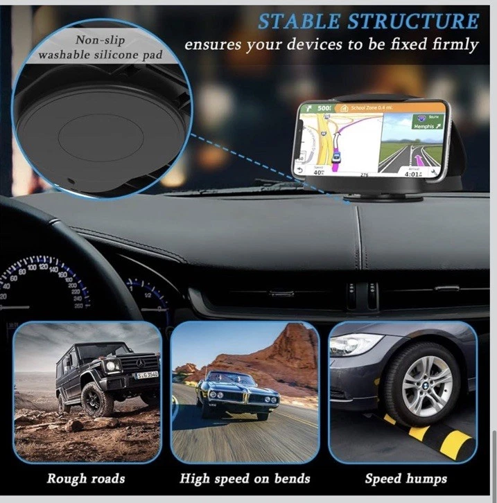 Soporte de Teléfono Celular para Coche, Montaje de Teléfono de Coche Horizontal Vertical con Rotación 360° Foto 3 de 4