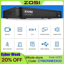 ZOSI 4-in1 1080p Security Surveillance 8CH CCTV DVR Recorder AI Car Person Detec